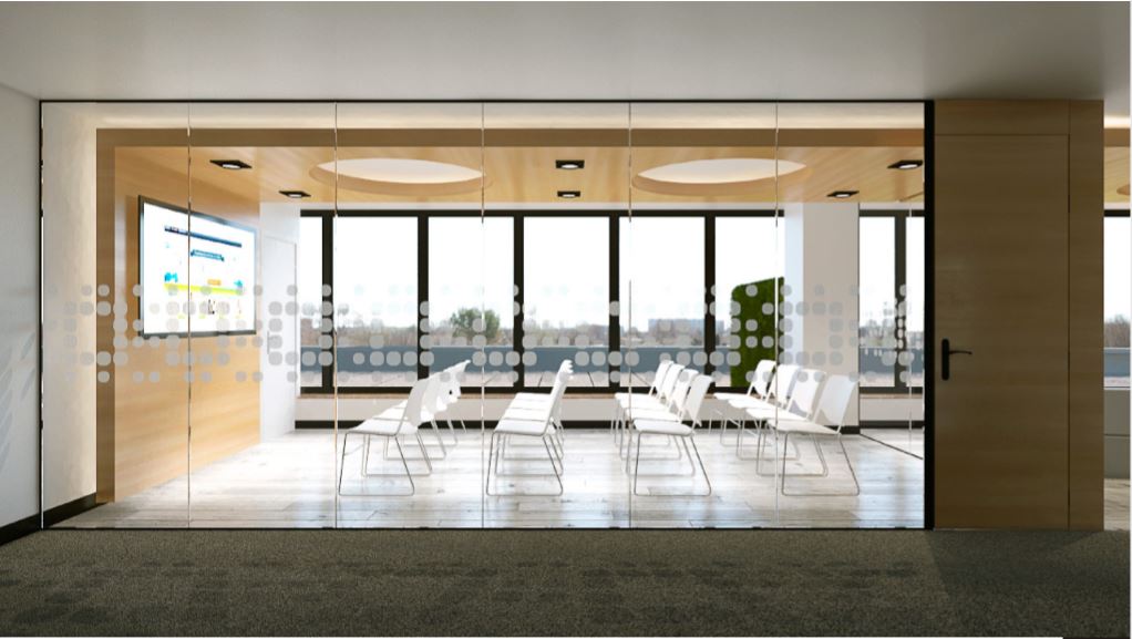 divisiones de oficina en vidrio
